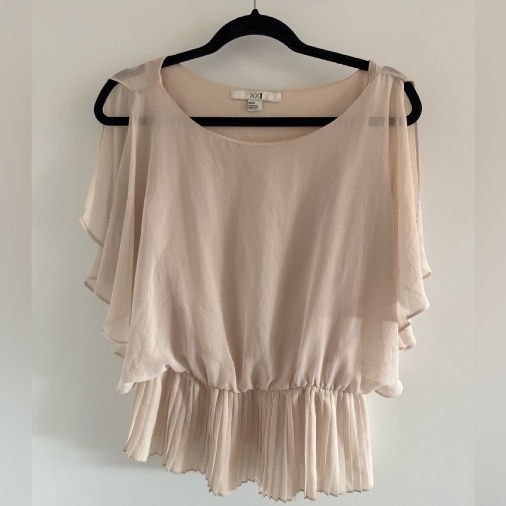 XX1 Beige Pleated Chiffon Blouse Size M/M